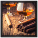 Whisky und Zigarre auf Leinwandbild Quadratisch gerahmt Größe 40x40