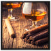Whisky und Zigarre auf Leinwandbild Quadratisch gerahmt Größe 70x70