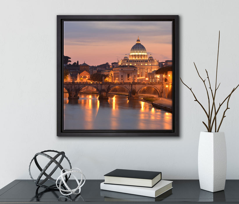 Vatikan Petersplatz  auf Leinwandbild Quadratisch gerahmt mit Kirschblüten
