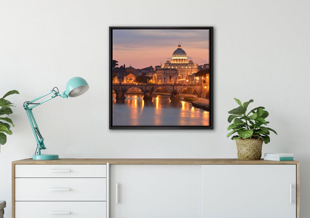 Vatikan Petersplatz auf Leinwandbild gerahmt Quadratisch verschiedene Größen im Wohnzimmer