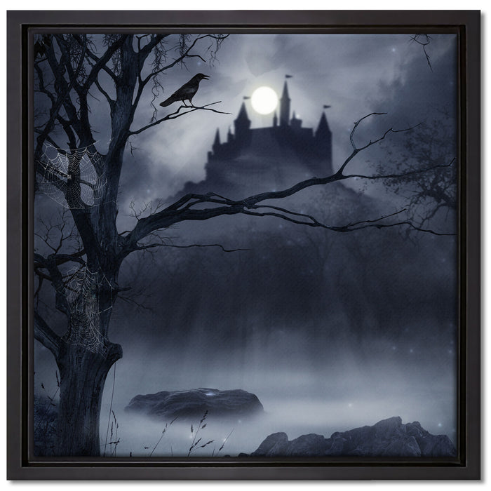 Düstere Burg auf Leinwandbild Quadratisch gerahmt Größe 40x40