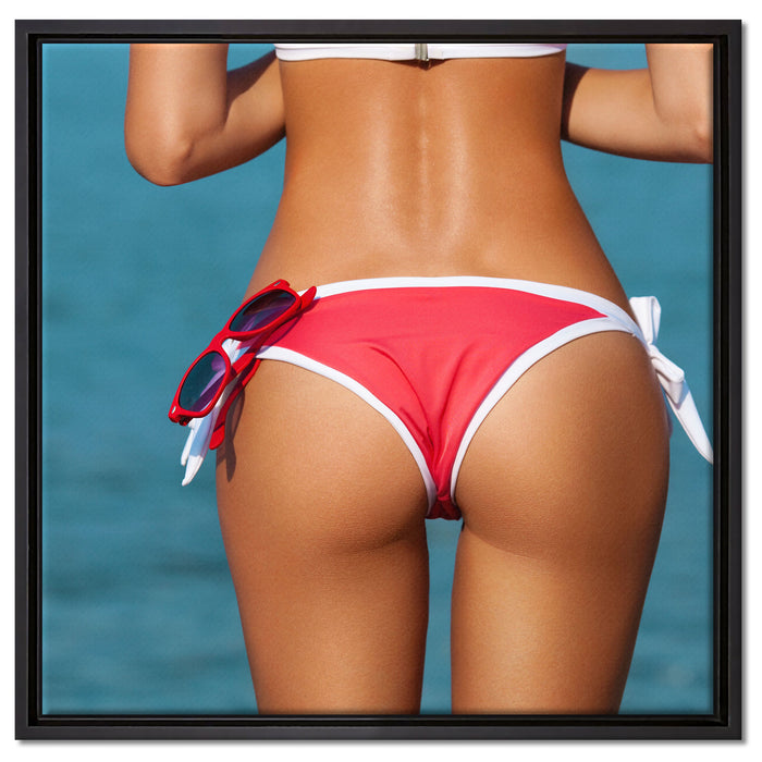 Sexy Po auf Leinwandbild Quadratisch gerahmt Größe 60x60