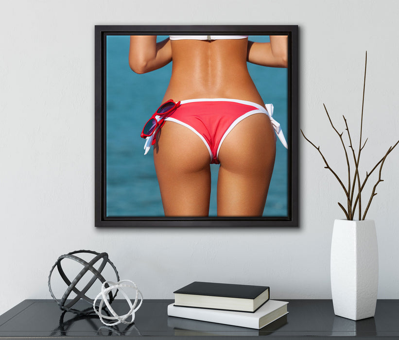 Sexy Po  auf Leinwandbild Quadratisch gerahmt mit Kirschblüten