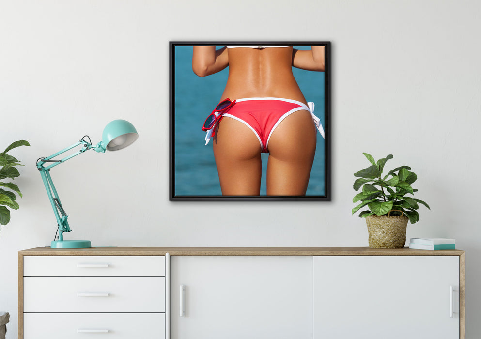 Sexy Po auf Leinwandbild gerahmt Quadratisch verschiedene Größen im Wohnzimmer