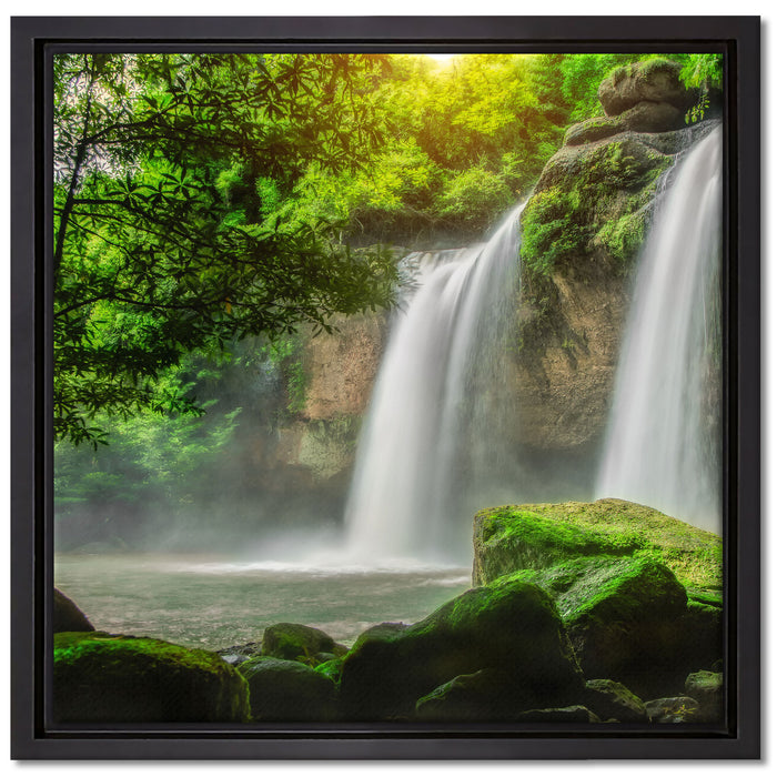Wasserfall auf Leinwandbild Quadratisch gerahmt Größe 40x40