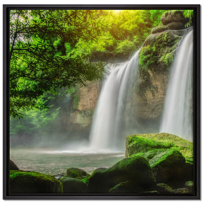 Wasserfall auf Leinwandbild Quadratisch gerahmt Größe 70x70