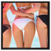 Sexy Girl Bikini auf Leinwandbild Quadratisch gerahmt Größe 60x60