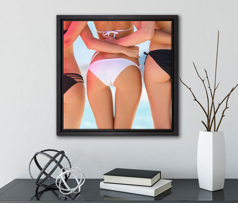 Sexy Girl Bikini  auf Leinwandbild Quadratisch gerahmt mit Kirschblüten