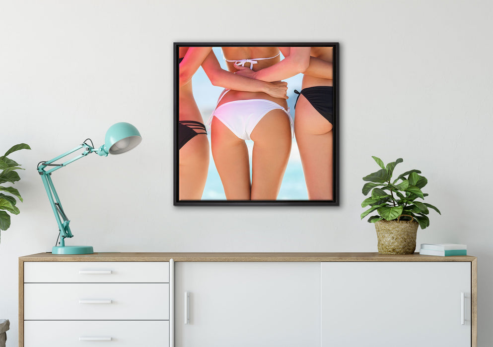 Sexy Girl Bikini auf Leinwandbild gerahmt Quadratisch verschiedene Größen im Wohnzimmer