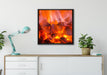 Holzkohle Feuer auf Leinwandbild gerahmt Quadratisch verschiedene Größen im Wohnzimmer