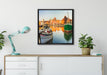 Hafen in der Dämmerung auf Leinwandbild gerahmt Quadratisch verschiedene Größen im Wohnzimmer