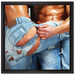 Sexy Pärchen Jeans auf Leinwandbild Quadratisch gerahmt Größe 40x40