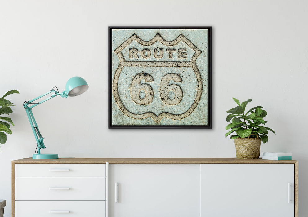 Route 66 auf Leinwandbild gerahmt Quadratisch verschiedene Größen im Wohnzimmer