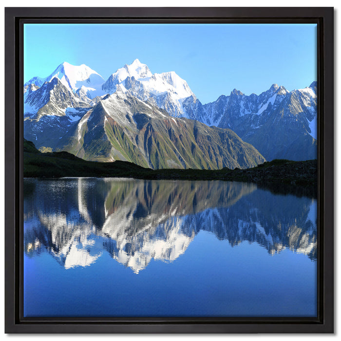Berge am See auf Leinwandbild Quadratisch gerahmt Größe 40x40
