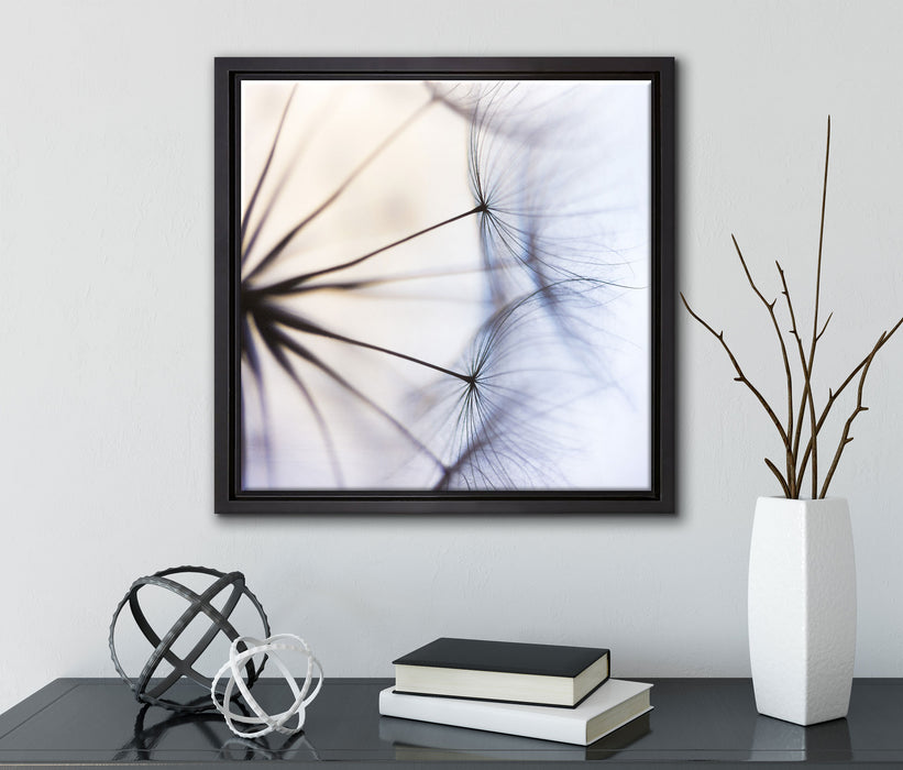 Weiße Pusteblumen  auf Leinwandbild Quadratisch gerahmt mit Kirschblüten