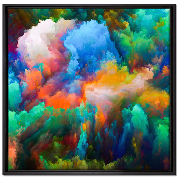 Farbflash Holi auf Leinwandbild Quadratisch gerahmt Größe 70x70
