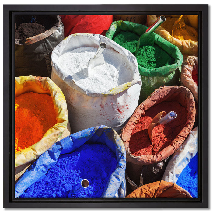 Farbpigmente auf Leinwandbild Quadratisch gerahmt Größe 40x40