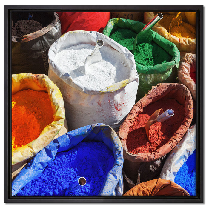 Farbpigmente auf Leinwandbild Quadratisch gerahmt Größe 60x60