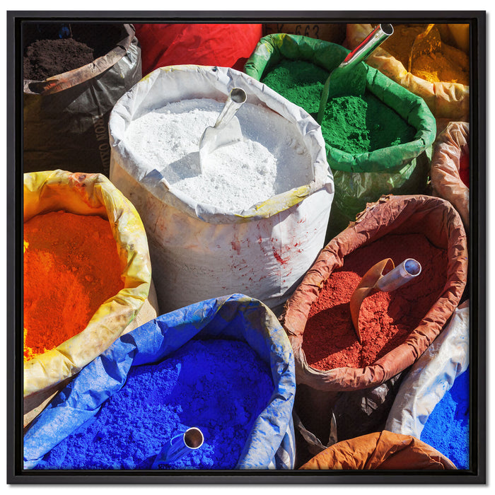 Farbpigmente auf Leinwandbild Quadratisch gerahmt Größe 70x70