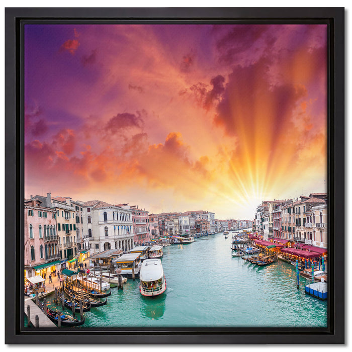 Venedig Fluss Häuser auf Leinwandbild Quadratisch gerahmt Größe 40x40