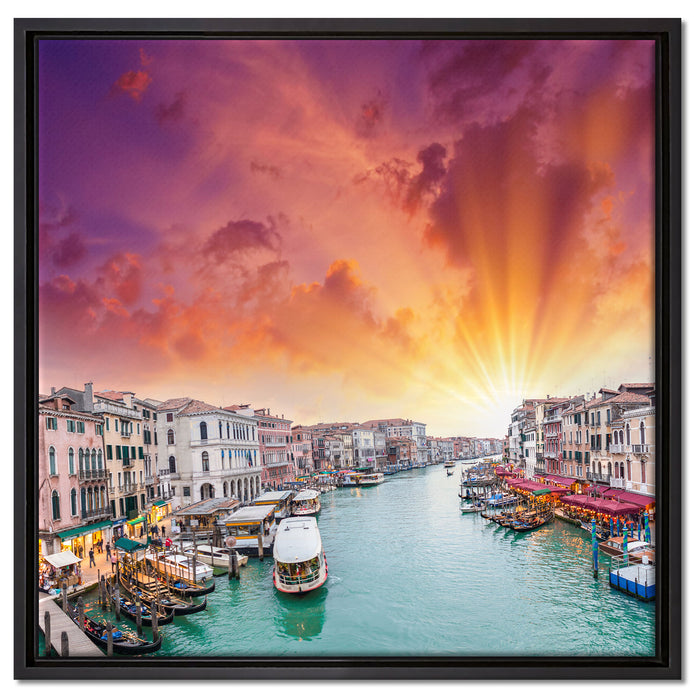Venedig Fluss Häuser auf Leinwandbild Quadratisch gerahmt Größe 60x60