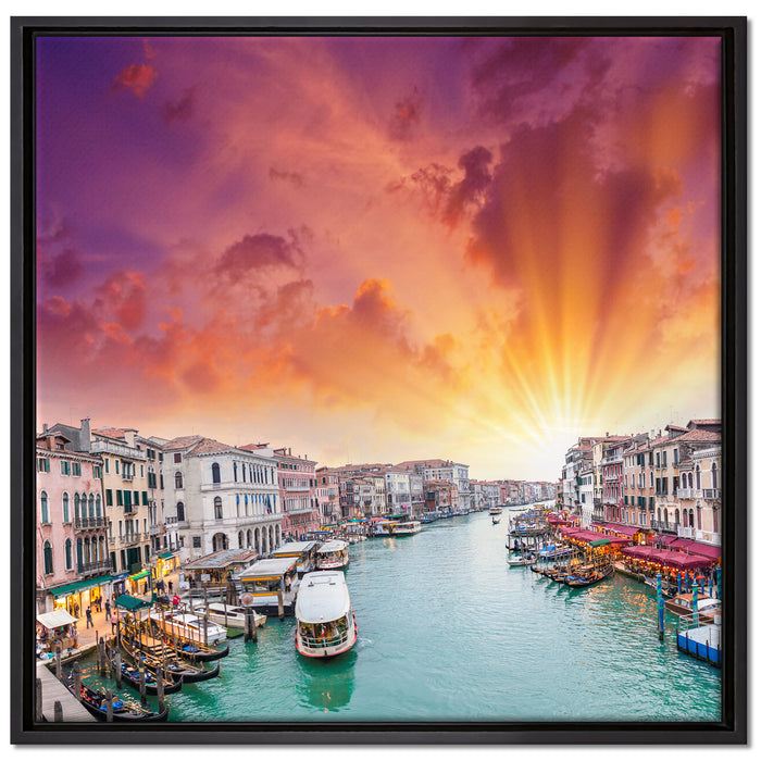 Venedig Fluss Häuser auf Leinwandbild Quadratisch gerahmt Größe 70x70