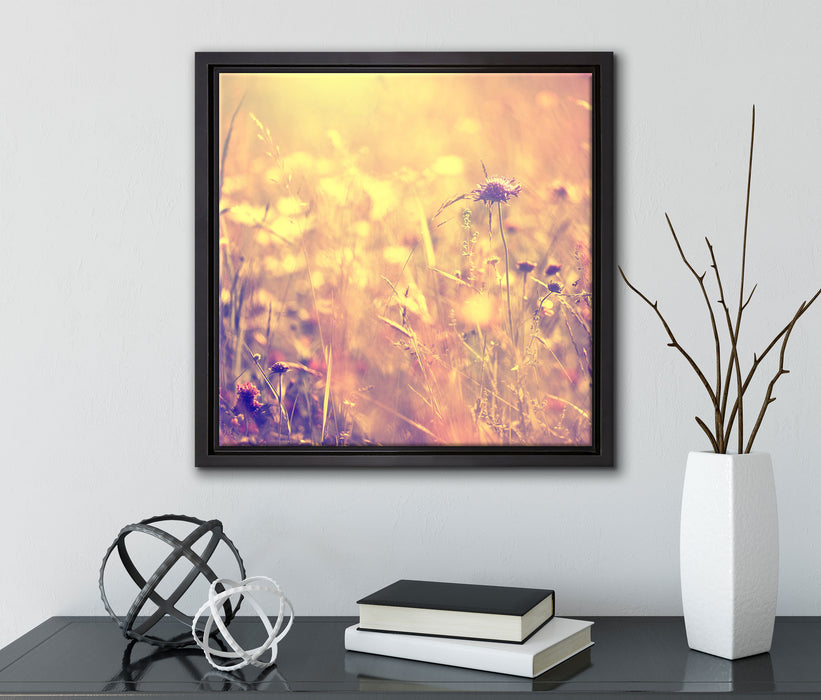 Bunte Gräser Pflanzen Natur  auf Leinwandbild Quadratisch gerahmt mit Kirschblüten