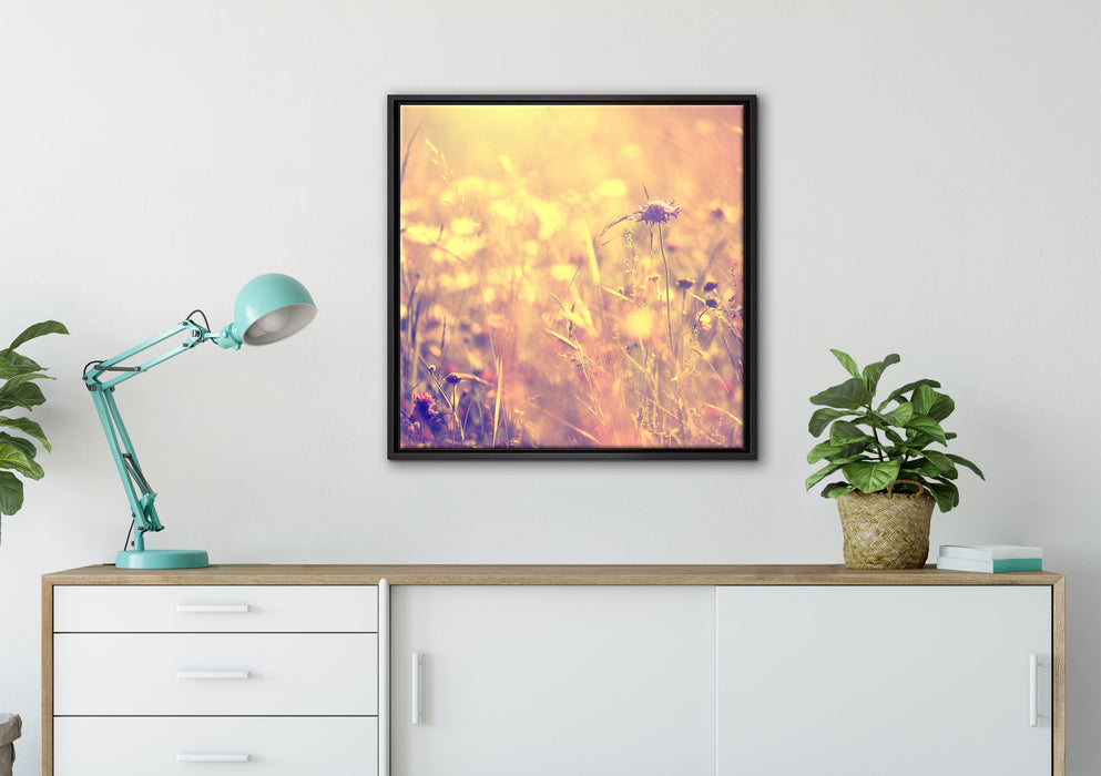 Bunte Gräser Pflanzen Natur auf Leinwandbild gerahmt Quadratisch verschiedene Größen im Wohnzimmer