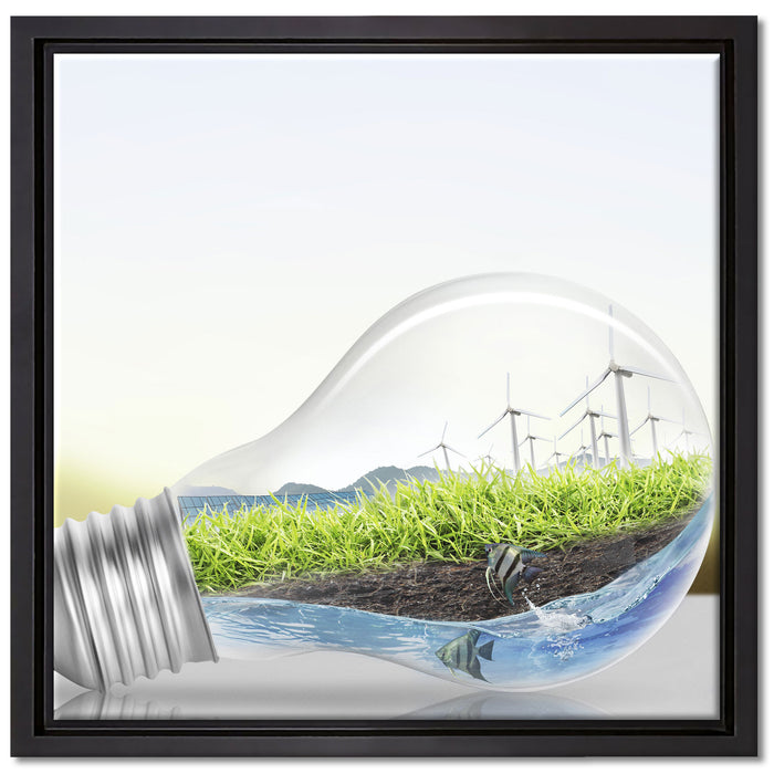 Glühbirne Erneuerbare Energien auf Leinwandbild Quadratisch gerahmt Größe 40x40