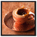 Kaffee spritzt aus Tasse auf Leinwandbild Quadratisch gerahmt Größe 60x60