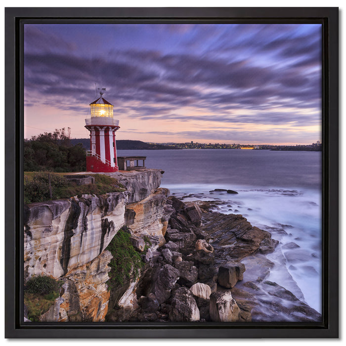 Leuchtturm auf Leinwandbild Quadratisch gerahmt Größe 40x40