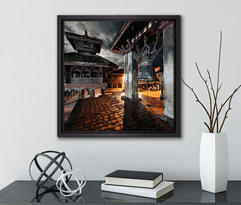 Mystische Stadt  auf Leinwandbild Quadratisch gerahmt mit Kirschblüten