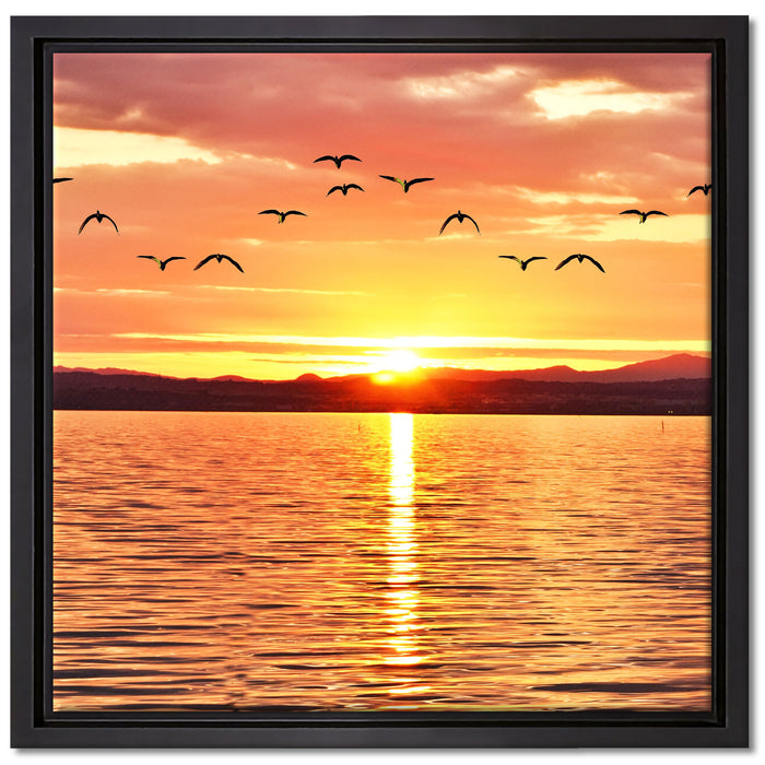 See Abenddämmerung auf Leinwandbild Quadratisch gerahmt Größe 40x40