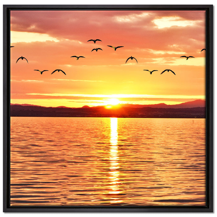 See Abenddämmerung auf Leinwandbild Quadratisch gerahmt Größe 70x70
