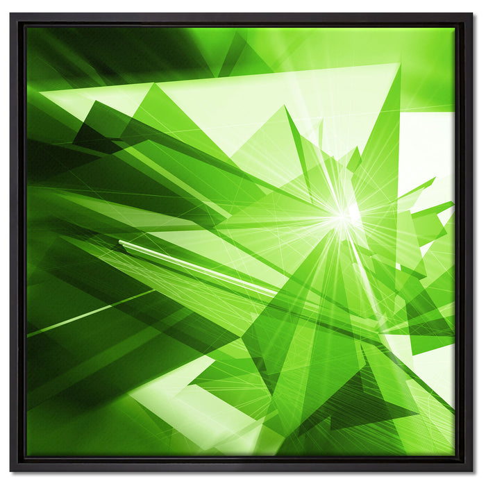 Abstrakt grünes Eis auf Leinwandbild Quadratisch gerahmt Größe 60x60