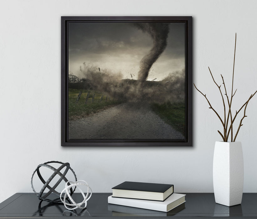 Tornado  auf Leinwandbild Quadratisch gerahmt mit Kirschblüten