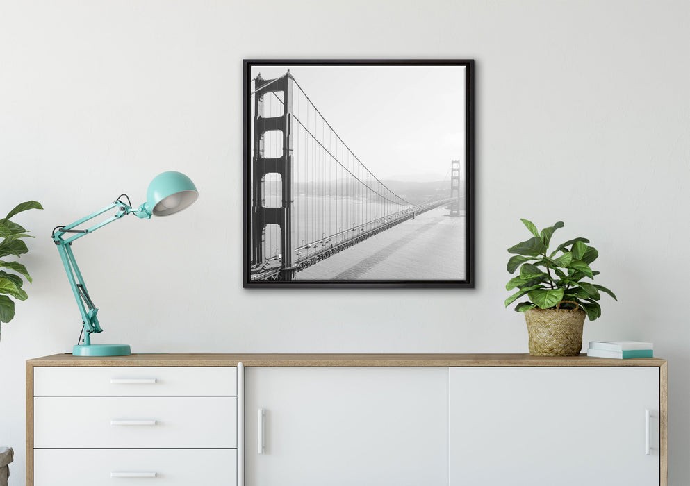 Golden Gate Bridge San Francisco auf Leinwandbild gerahmt Quadratisch verschiedene Größen im Wohnzimmer