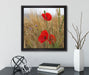 Mohnblumen im Getreidefeld  auf Leinwandbild Quadratisch gerahmt mit Kirschblüten