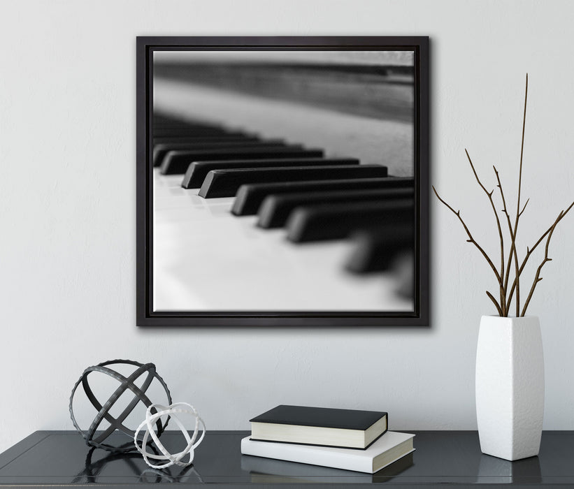 Elegantes Klavier  auf Leinwandbild Quadratisch gerahmt mit Kirschblüten