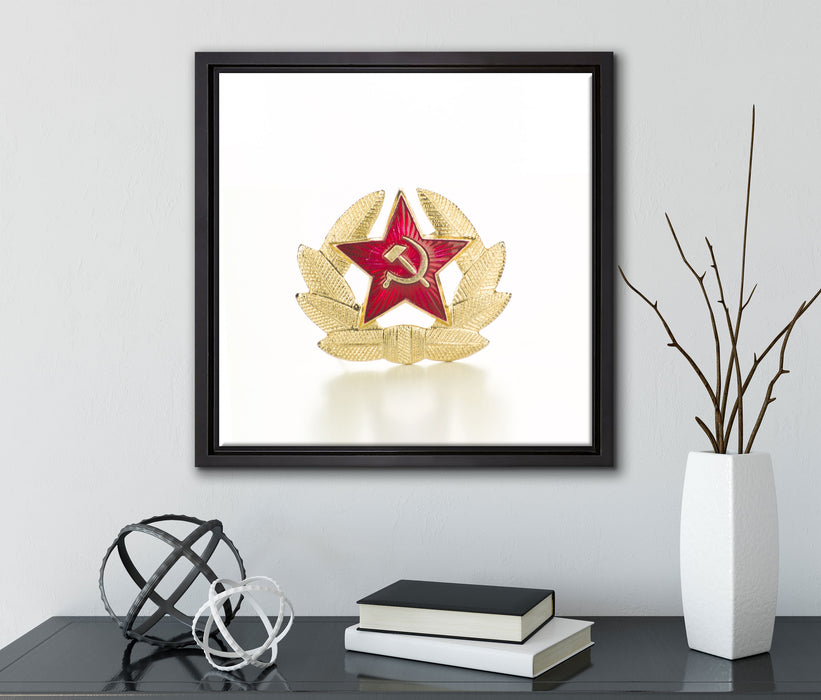 Wappen der UdSSR  auf Leinwandbild Quadratisch gerahmt mit Kirschblüten