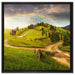 Landschaft mit Regenbogen auf Leinwandbild Quadratisch gerahmt Größe 60x60