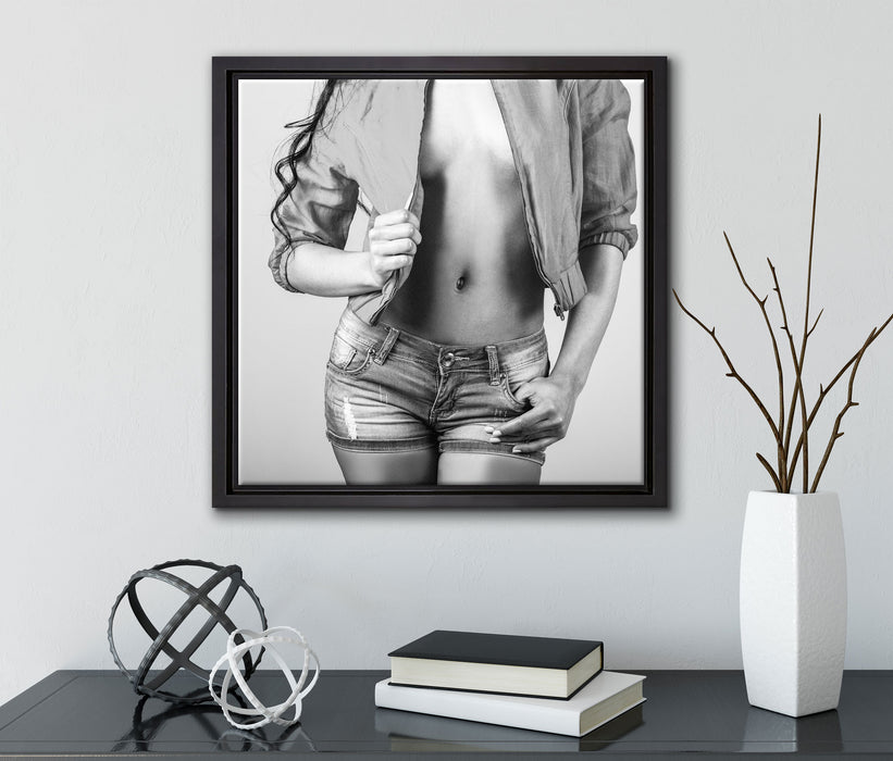 Sexy Woman  auf Leinwandbild Quadratisch gerahmt mit Kirschblüten