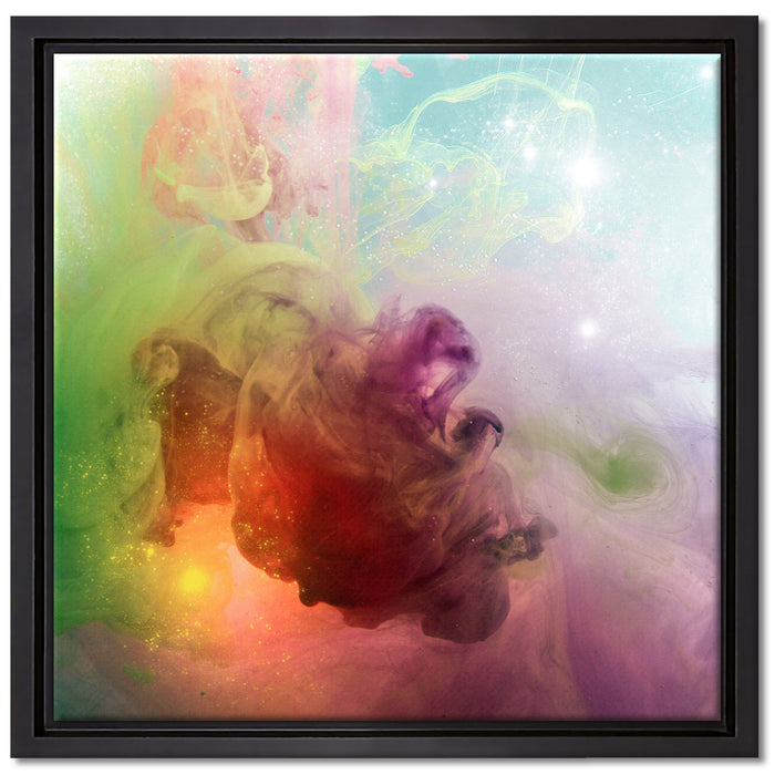 Bunte Wasserwelle auf Leinwandbild Quadratisch gerahmt Größe 40x40