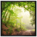 Sonnenstrahlen Waldweg auf Leinwandbild Quadratisch gerahmt Größe 70x70