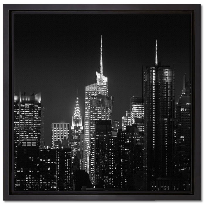 New York von oben schwarz weiß auf Leinwandbild Quadratisch gerahmt Größe 40x40