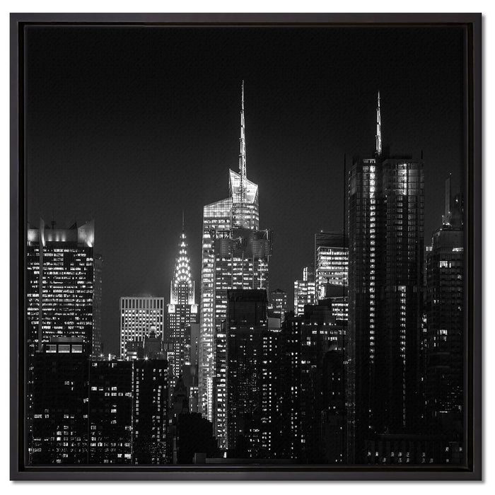 New York von oben schwarz weiß auf Leinwandbild Quadratisch gerahmt Größe 60x60
