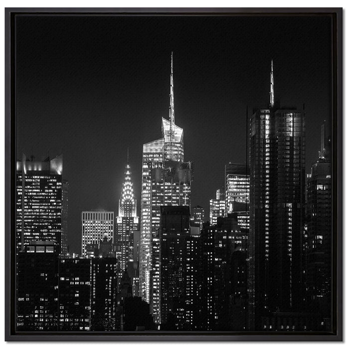 New York von oben schwarz weiß auf Leinwandbild Quadratisch gerahmt Größe 70x70
