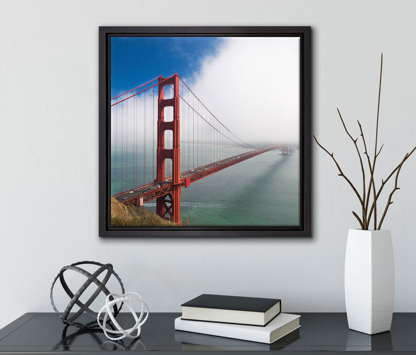 Golden Gate Bridge San Francisco  auf Leinwandbild Quadratisch gerahmt mit Kirschblüten