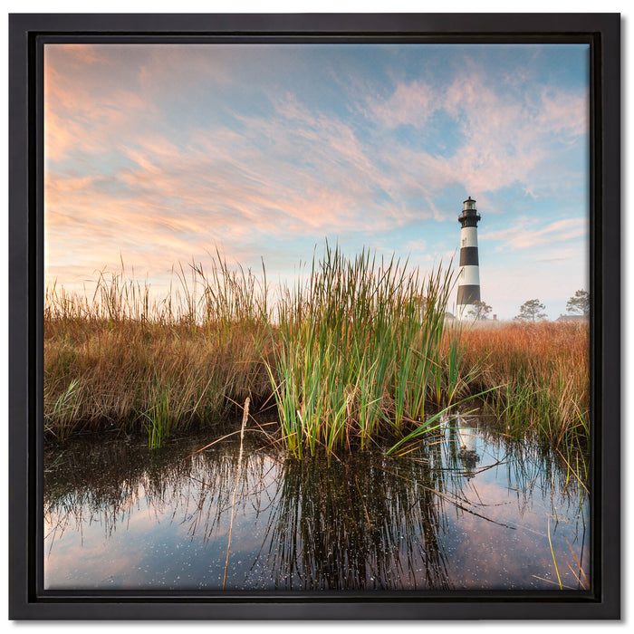 Leuchtturm auf Leinwandbild Quadratisch gerahmt Größe 40x40
