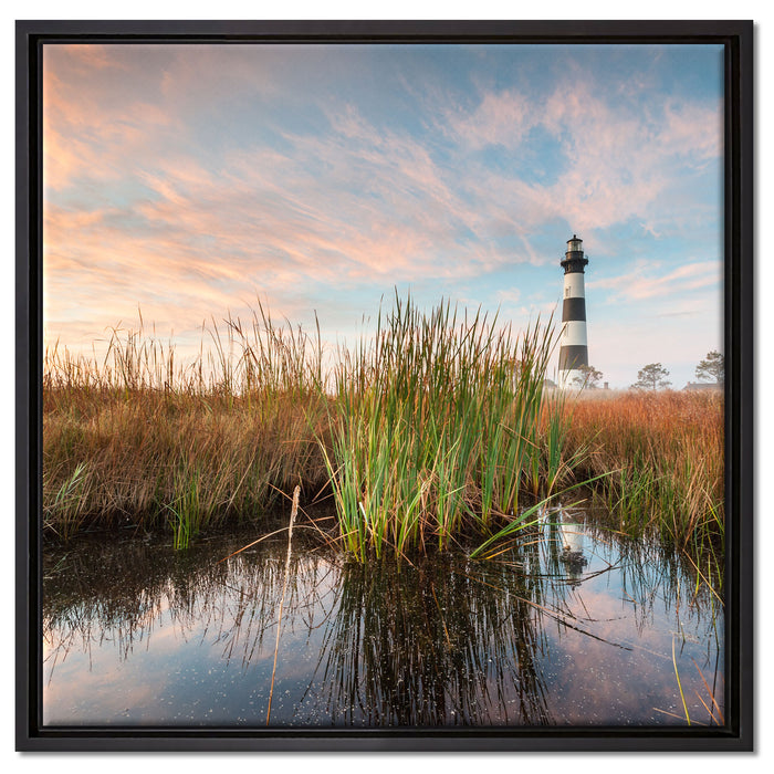 Leuchtturm auf Leinwandbild Quadratisch gerahmt Größe 60x60